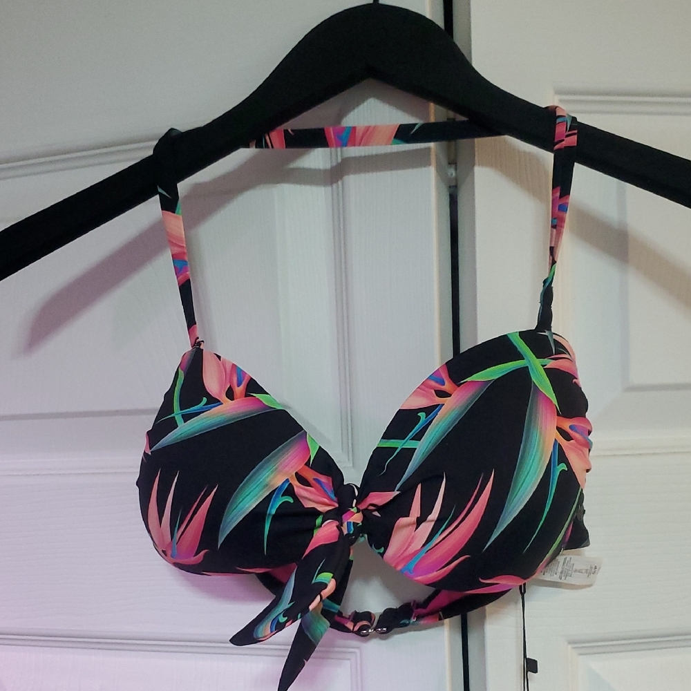 Tropical Print Bikini Top